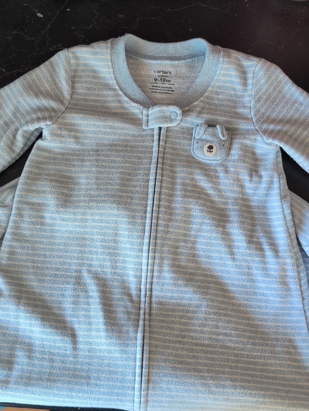 Carter's Light Blue and White Striped Zip-Front Sleep Gown